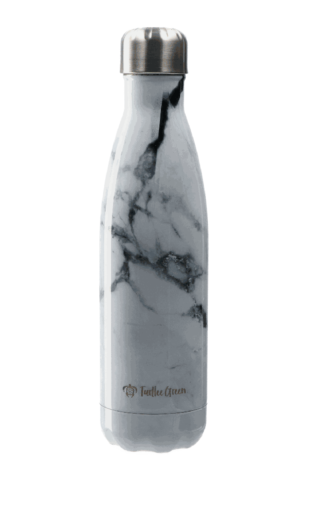 Drinkfles - Marmer  (Wit)